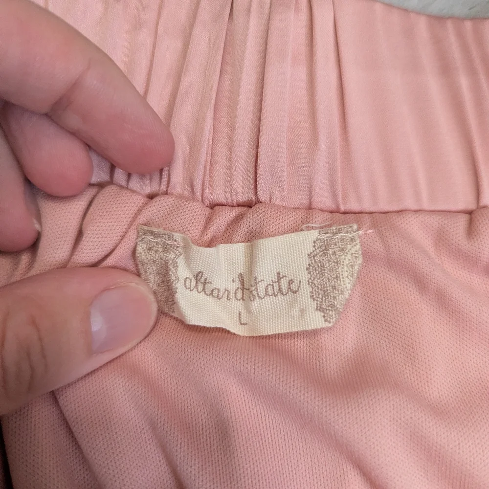 Altar’d State Pink Pleated Skirt – Size L | Satin Look, Romantic Coquette - Picture 5 of 8